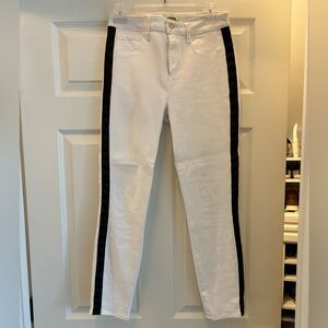 L’agence Margot White Skinny Jeans with Black Satin Stripe  (29)